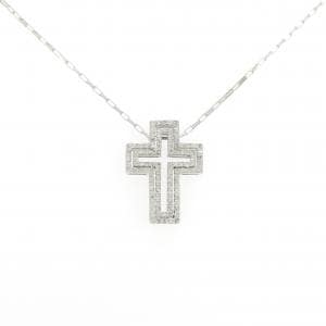 K18WG 2WAY クロス ダイヤモンド ネックレス 0.33CT