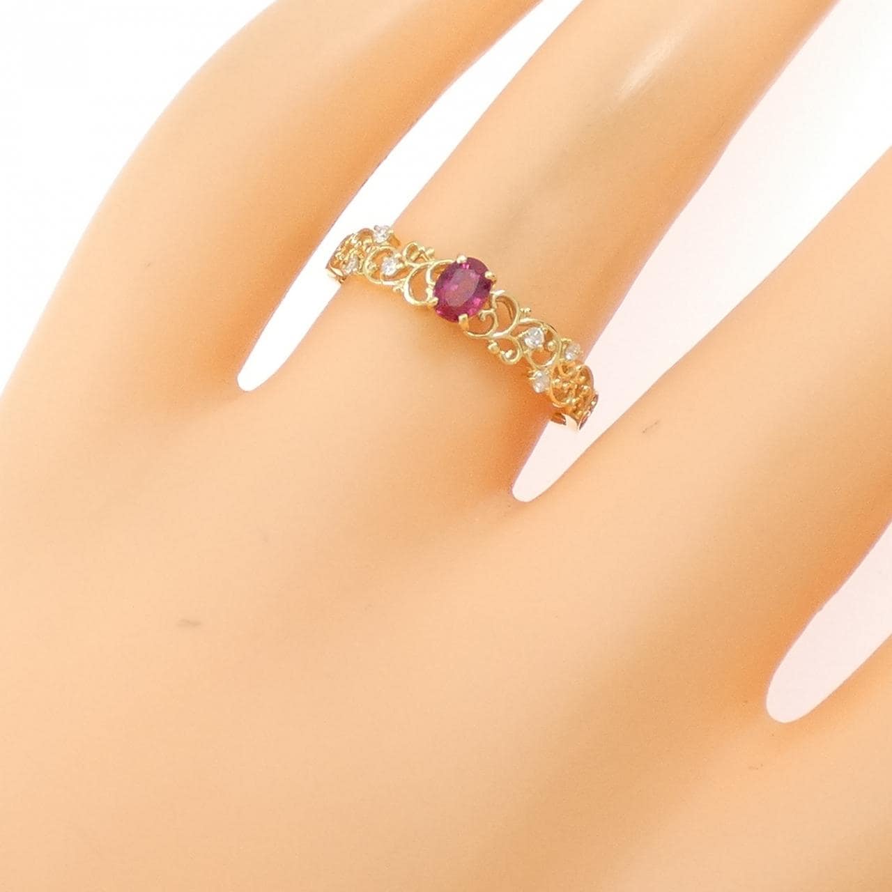 K18YG ルビー リング 0.26CT