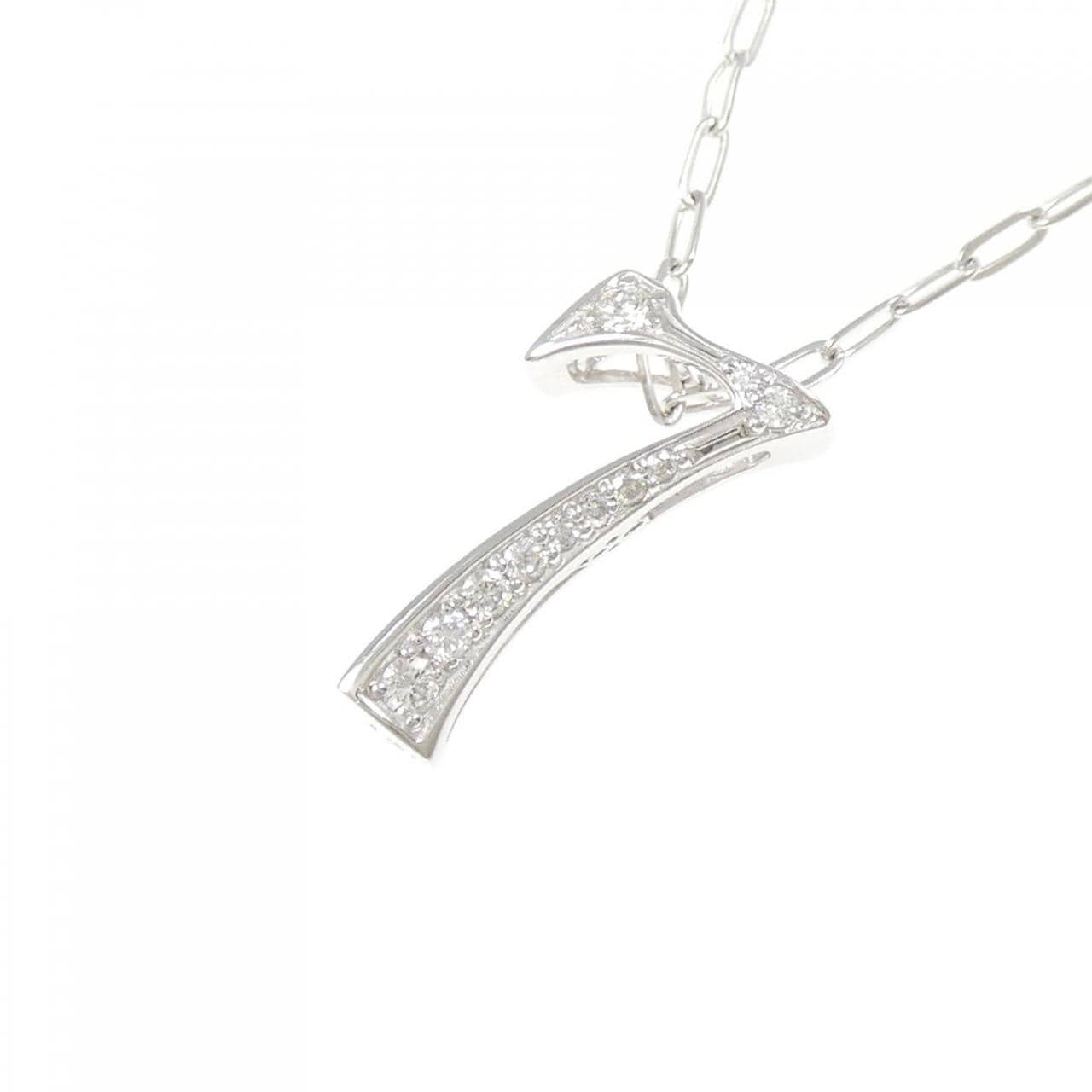 K18WG ナンバー7 ダイヤモンド ネックレス 0.17CT