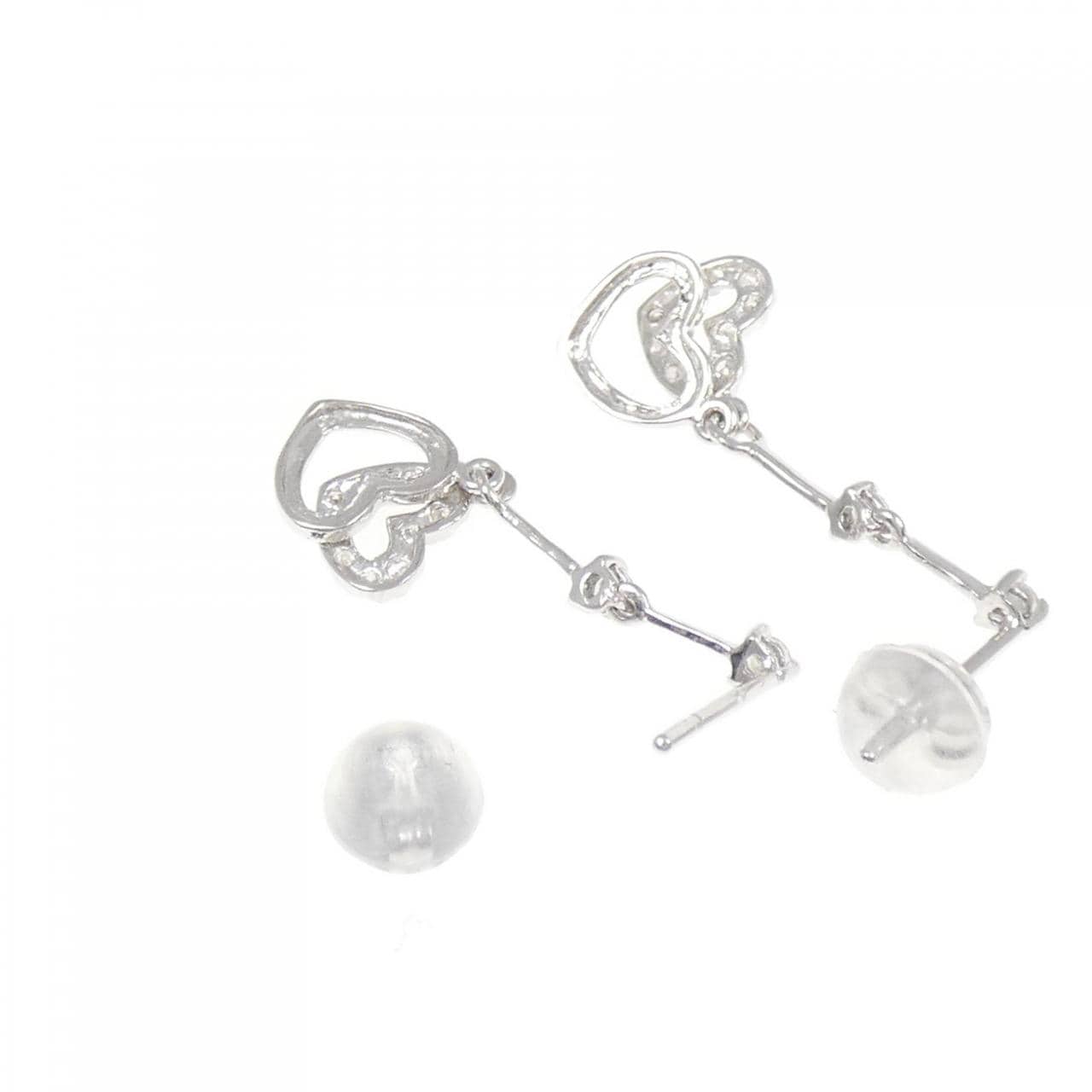 K10WG ハート ダイヤモンド ピアス 0.20CT