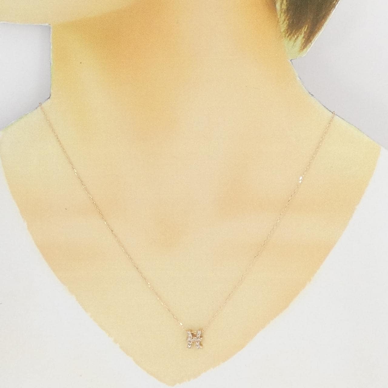 K18PG イニシャルH ダイヤモンド ネックレス 0.11CT
