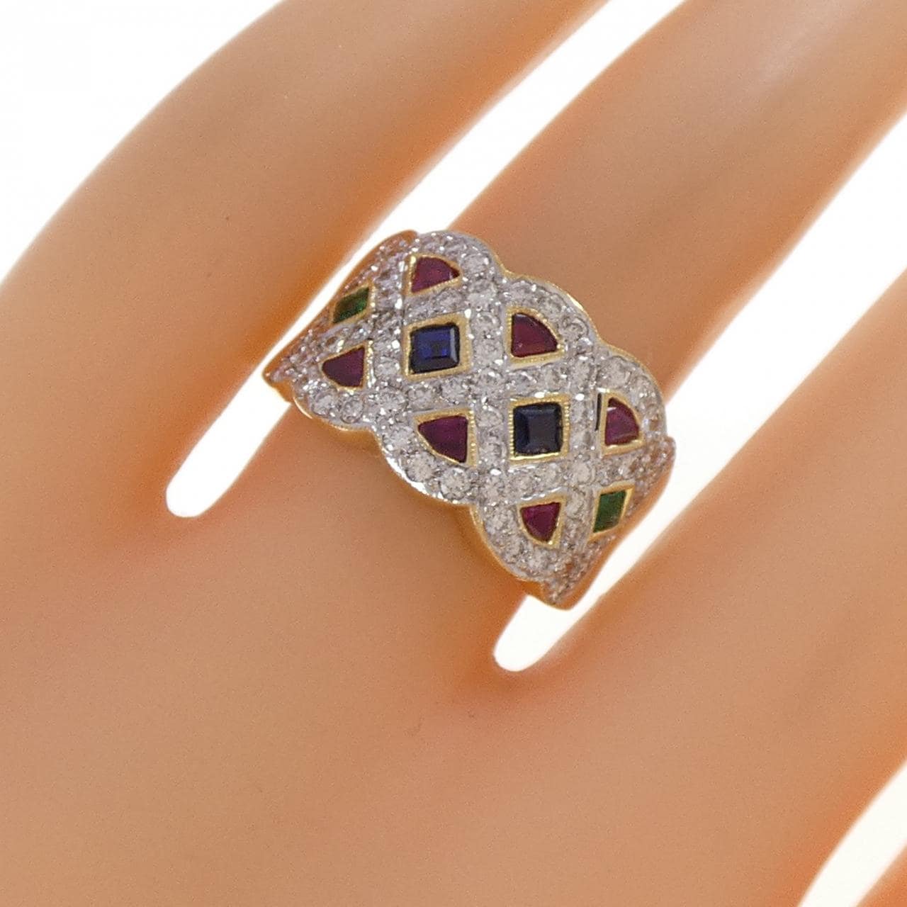 K18YG/K18WG カラーストーン リング