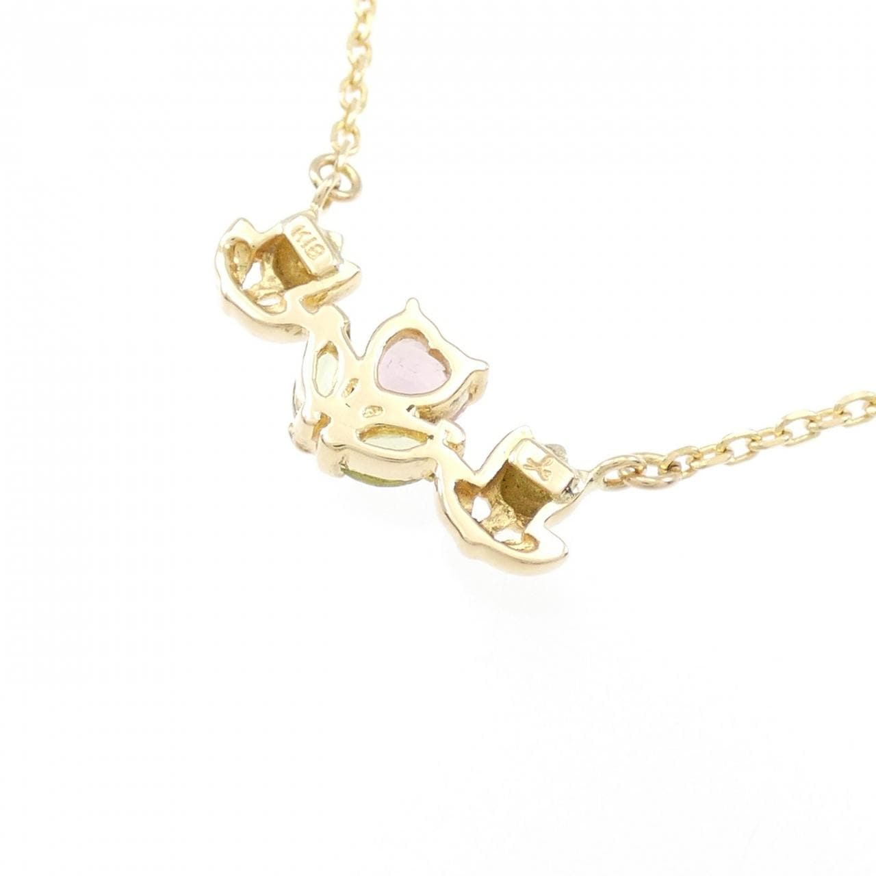 K18YG Heart x Flower Tourmaline Necklace