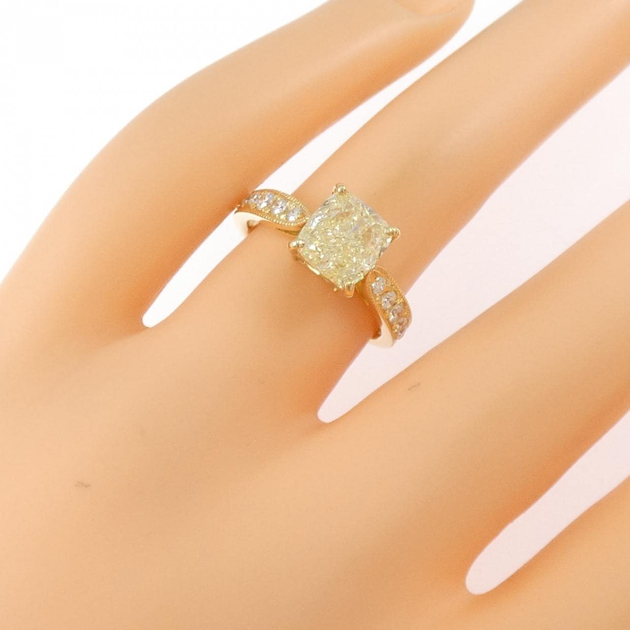 [Remake] K18YG Diamond Ring 2.03CT LY IF Fancy Cut