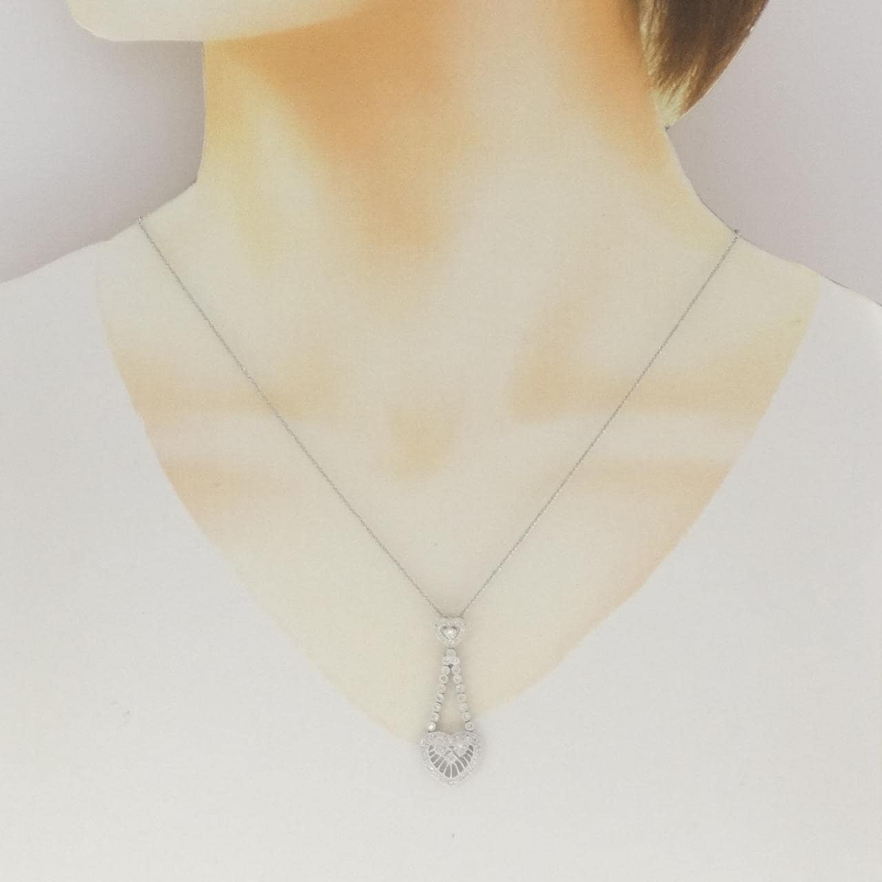 K18WG ハート ダイヤモンド ネックレス 0.52CT