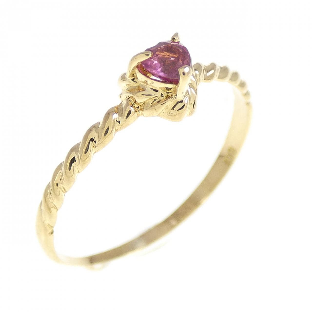 K18YG heart ruby ring