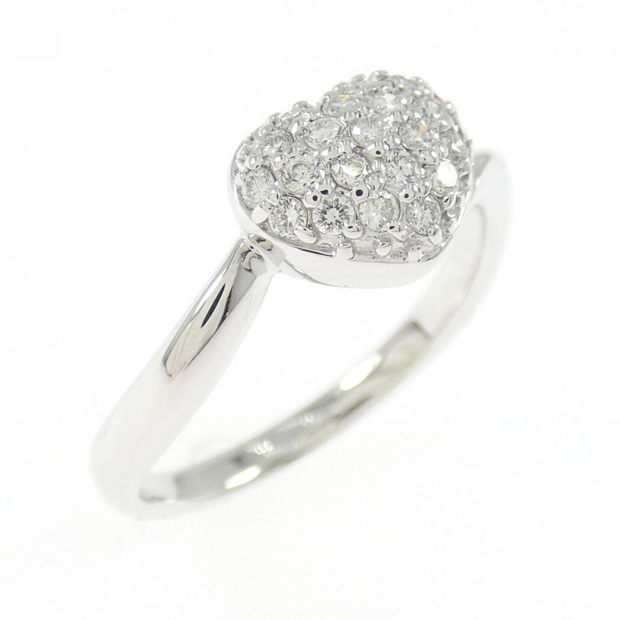 K18WG パヴェハート ダイヤモンド リング 0.21CT