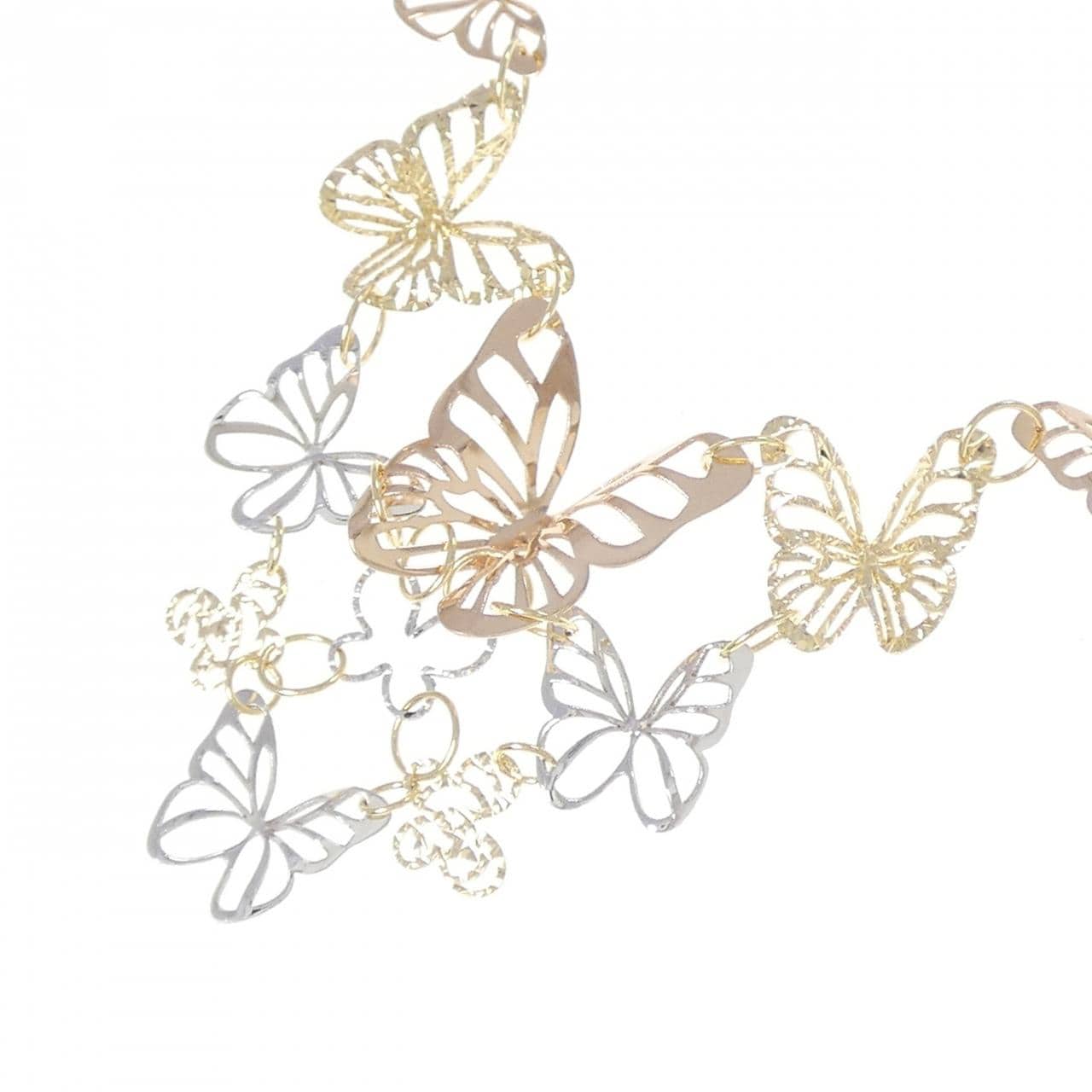 K18スリーカラー バタフライ ネックレス