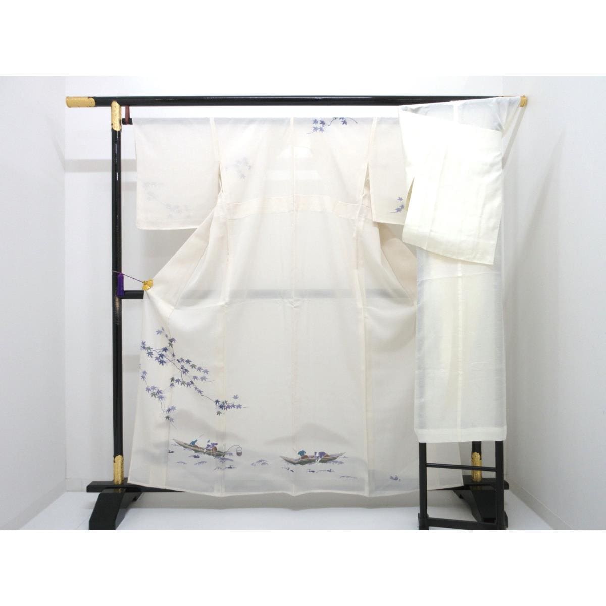 【未使用品】単衣　駒絽訪問着　京銀彩加工　きもの・長襦袢２点セット　身丈Ｓ寸