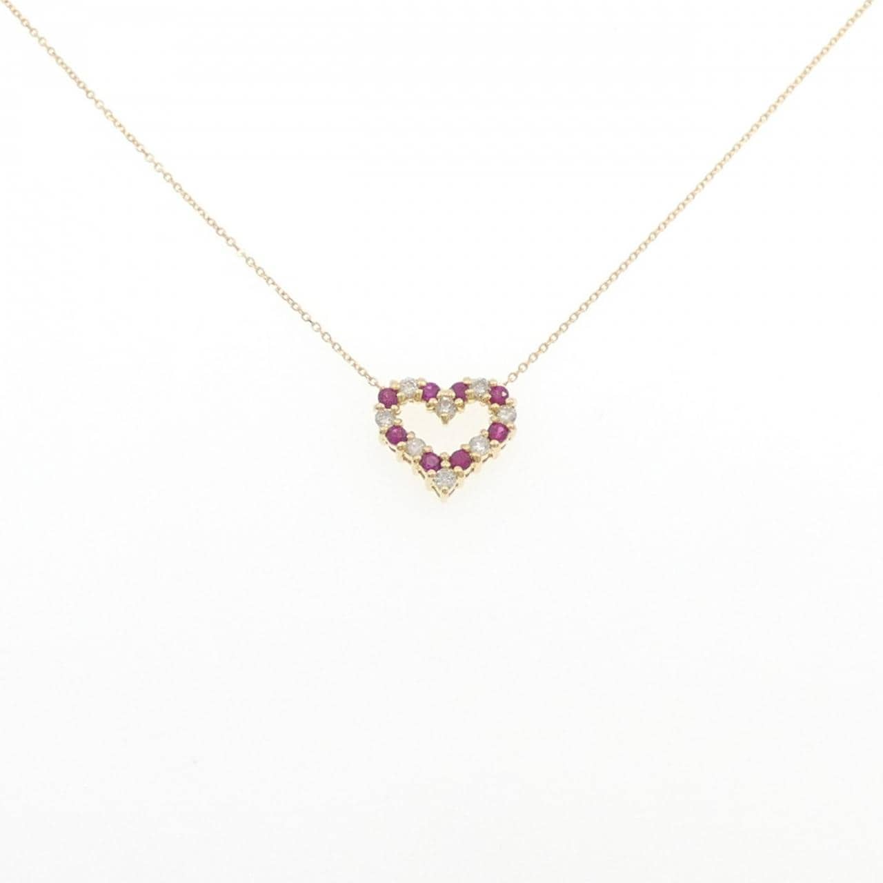 K18YG ハート ルビー ネックレス 0.25CT