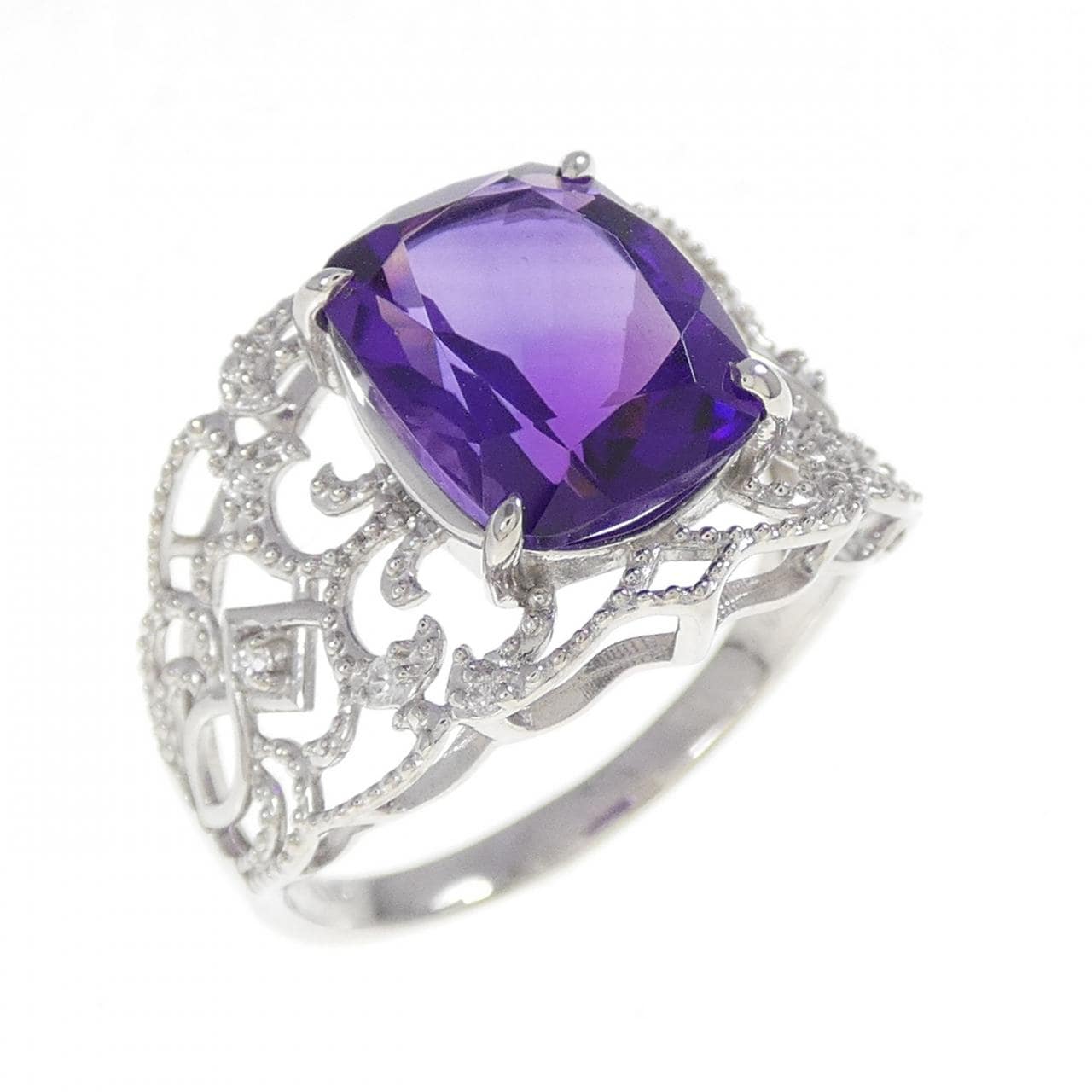 K18WG アメジスト リング 3.15CT