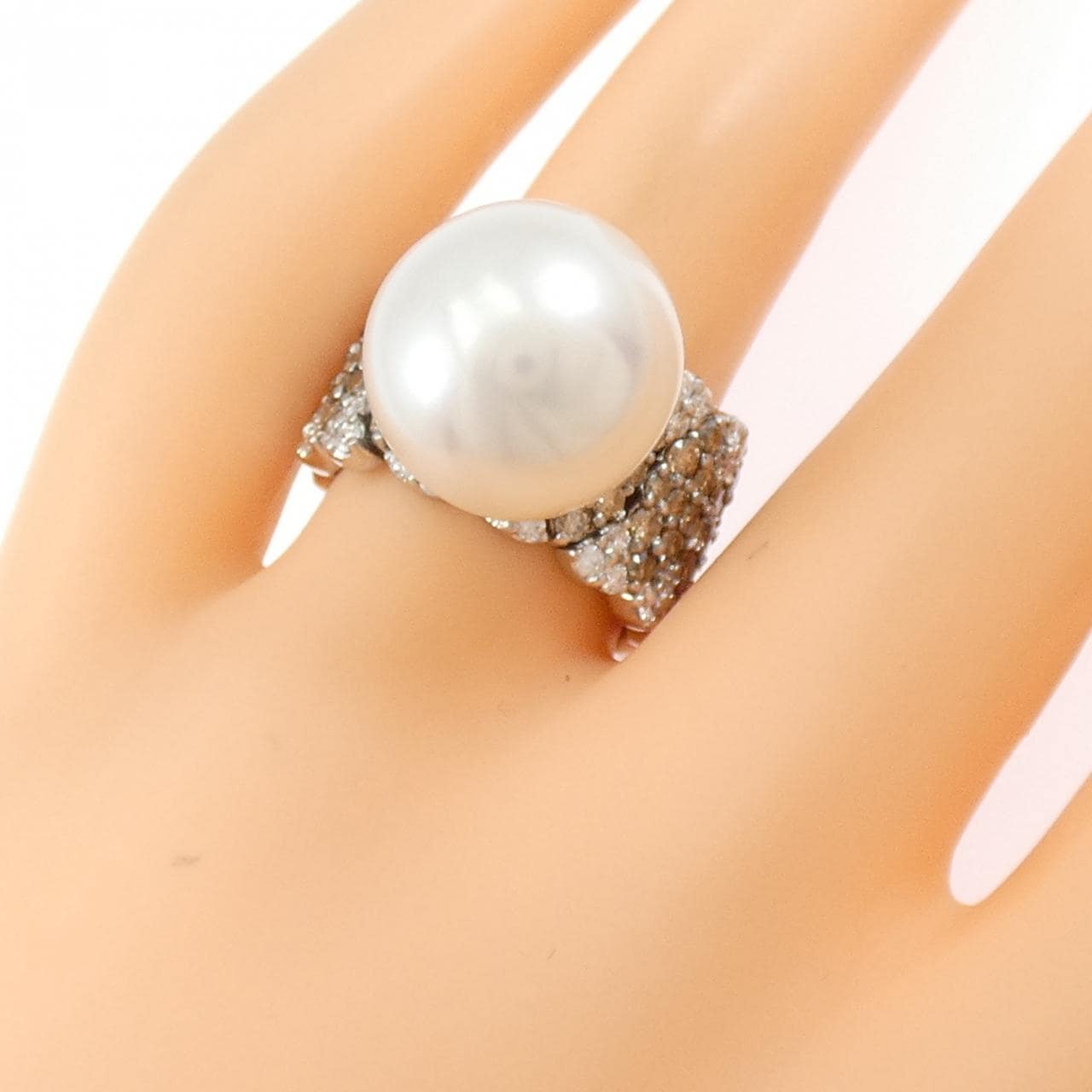 K18WG 白蝶パール リング 14mm