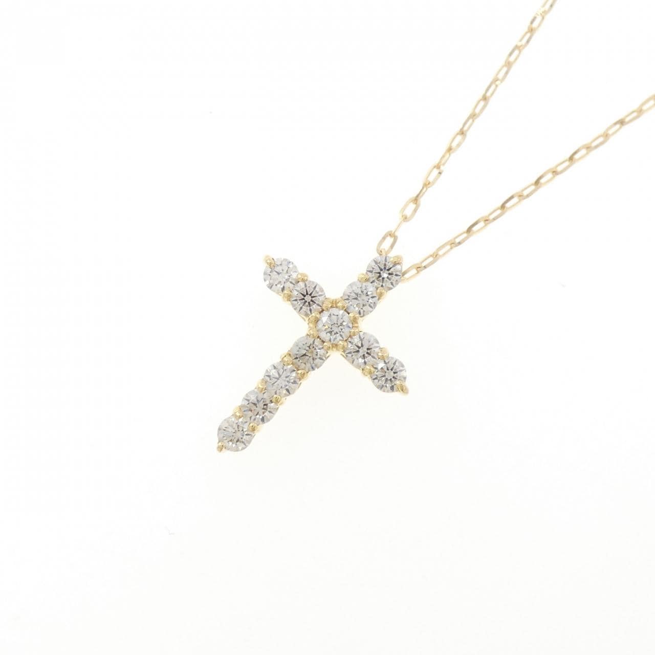 K18YG クロス ダイヤモンド ネックレス 0.50CT
