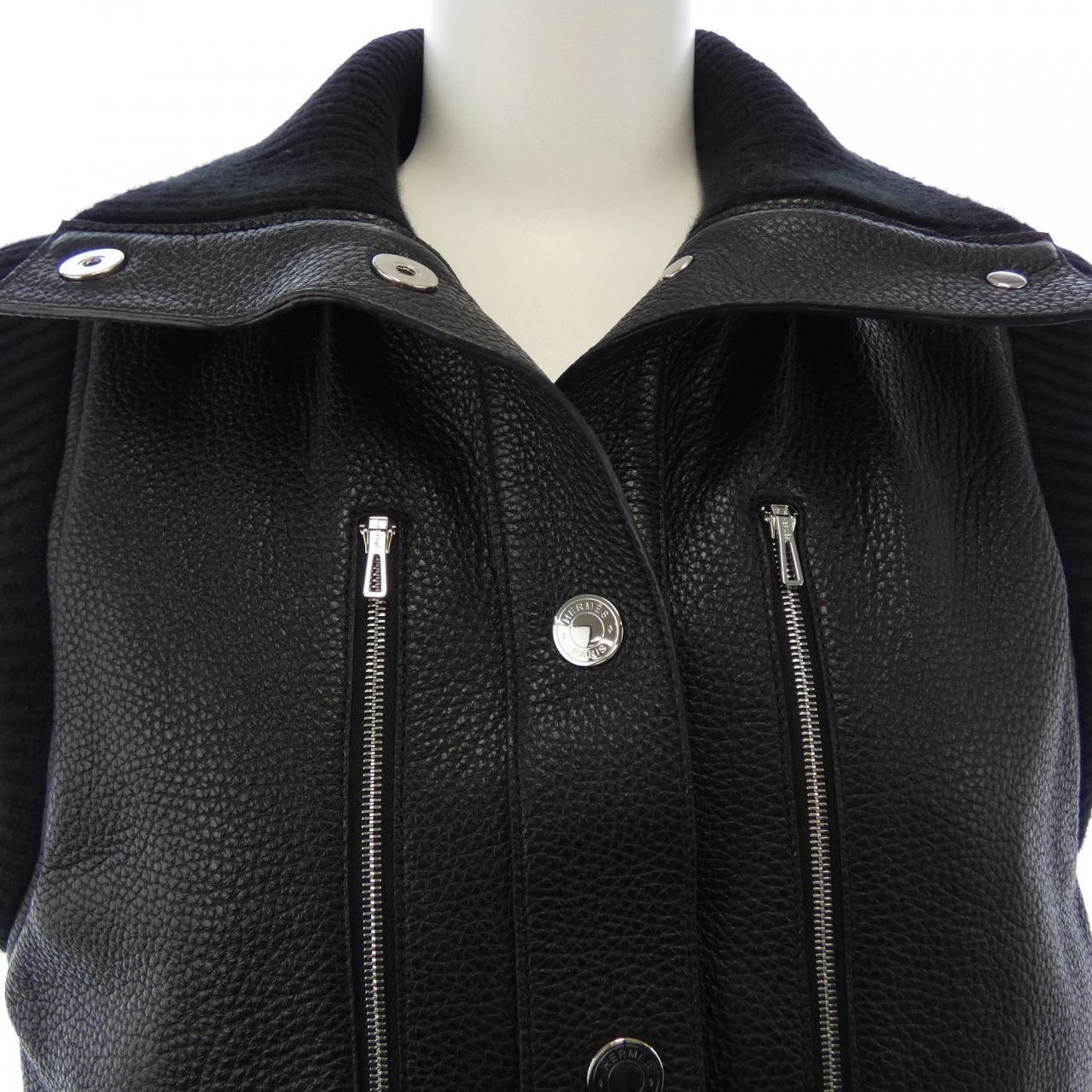 エルメス HERMES バーシティ スリーブジャケット 3H1210D2 レザーベスト