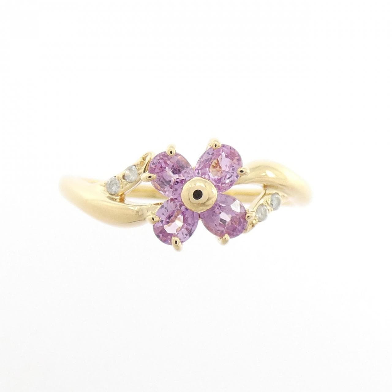 K18YG フラワー サファイヤ リング 0.60CT
