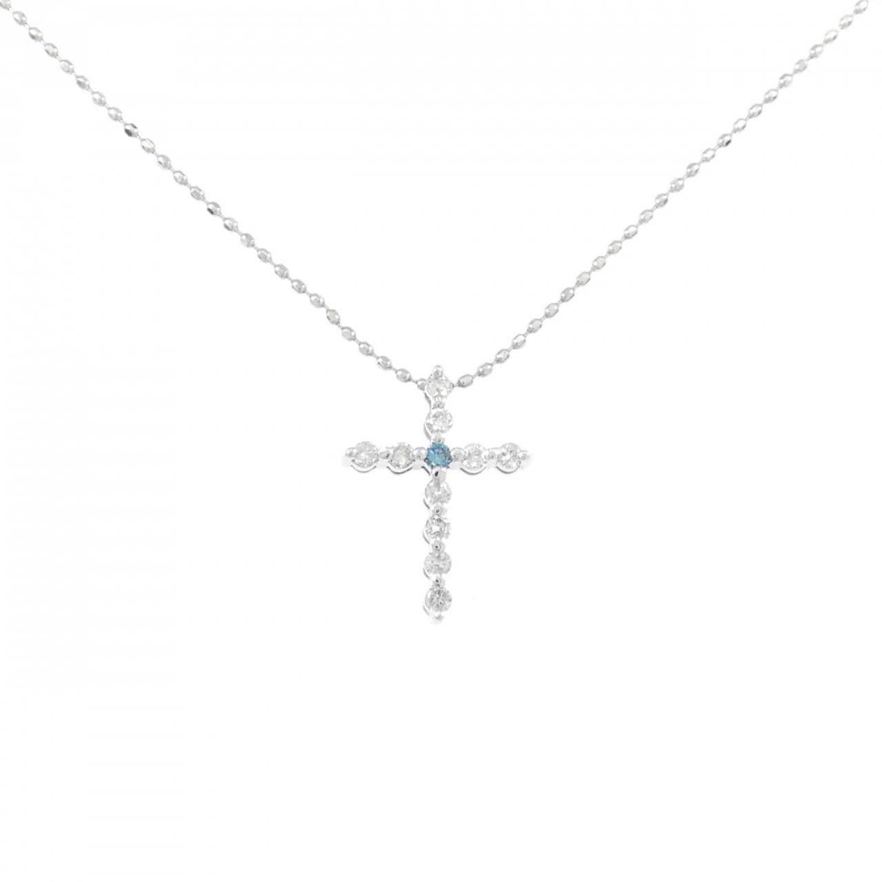 K18WG クロス ダイヤモンド ネックレス 0.15CT