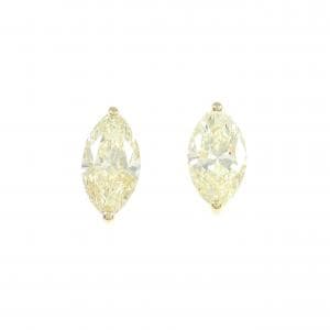 【リメイク】K18YG ダイヤモンド ピアス 1.508CT 1.564CT VLY-LY SI1-2 マーキスカット