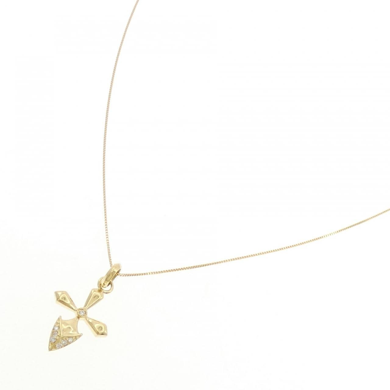 K18YG クロス ダイヤモンド ネックレス 0.05CT