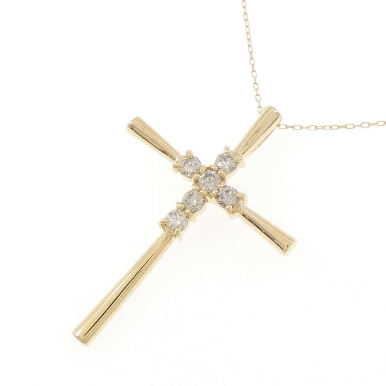 K18YG クロス ダイヤモンド ネックレス 0.3CT