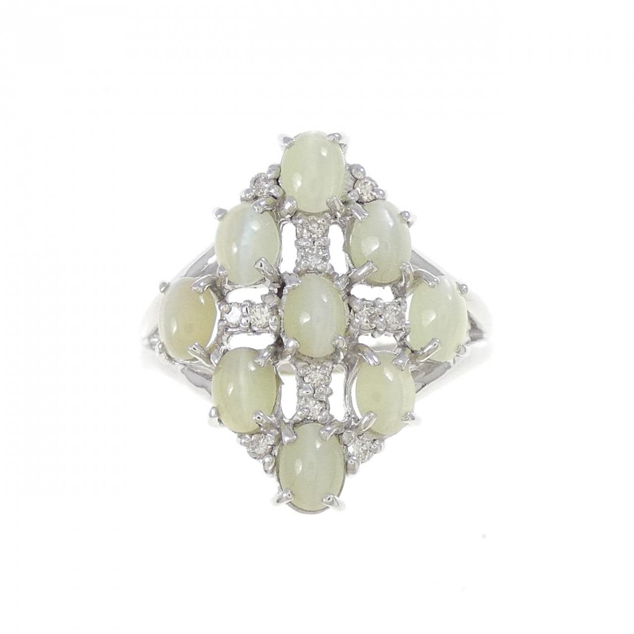 K18WG クリソベリルキャッツアイ リング 2.50CT