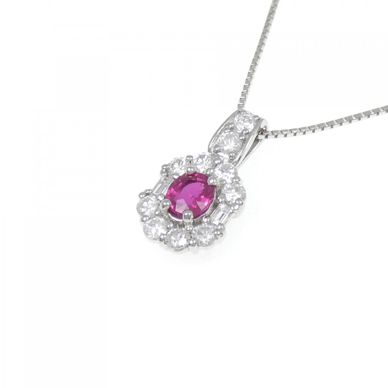 PT900/PT850 ルビー ネックレス 0.545CT