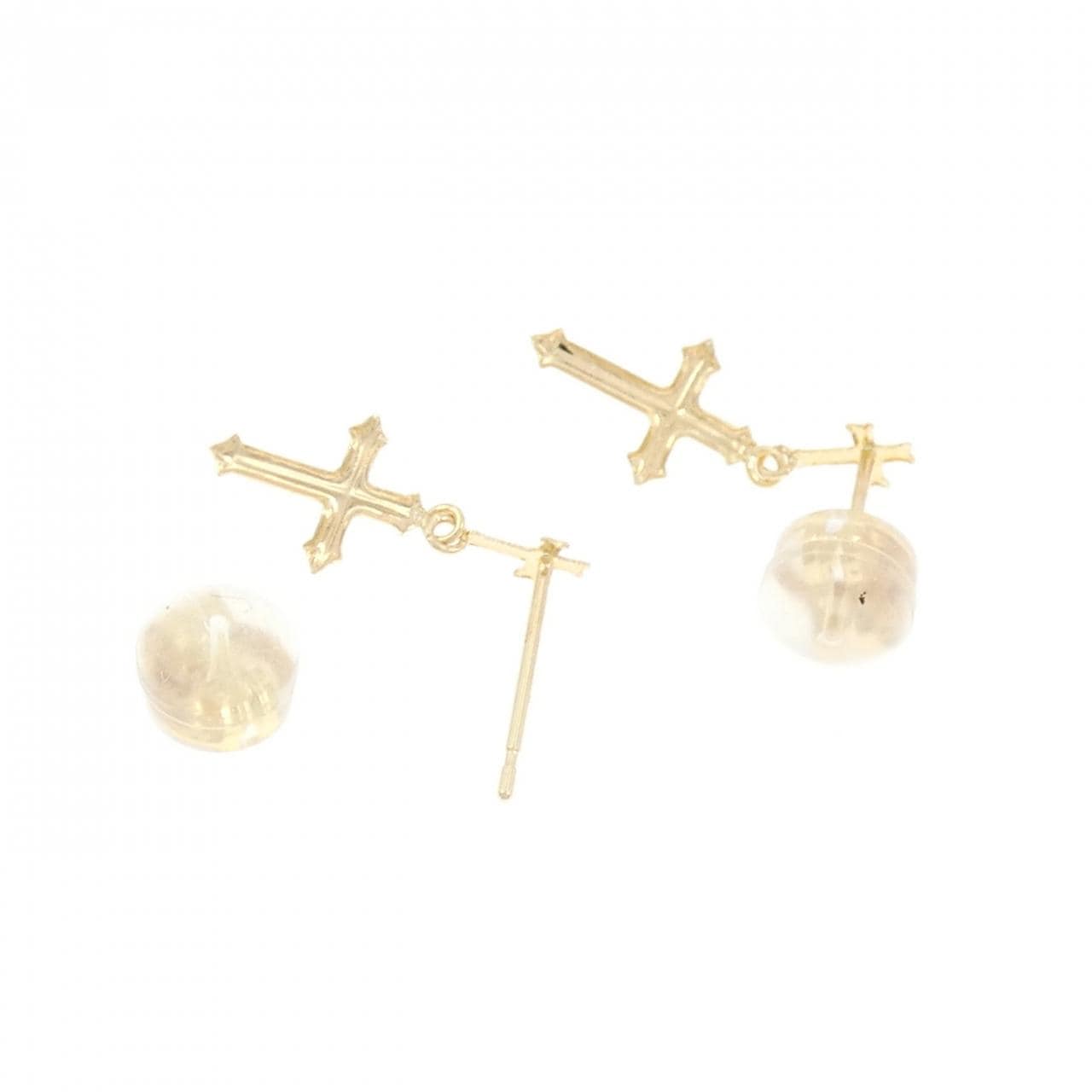 [BRAND NEW] K18YG cross earrings