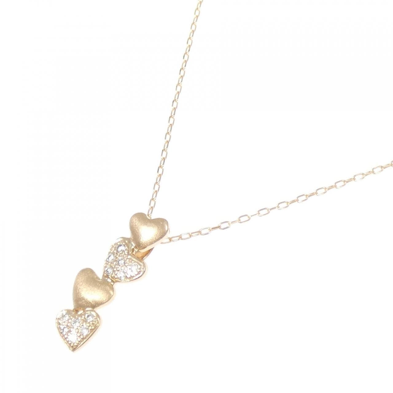 K18PG ハート ダイヤモンド ネックレス 0.10CT