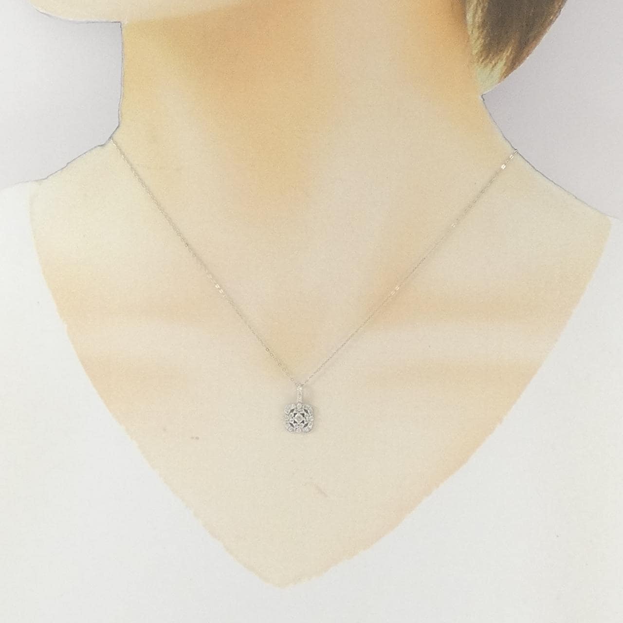 K18WG ダイヤモンド ネックレス 0.24CT
