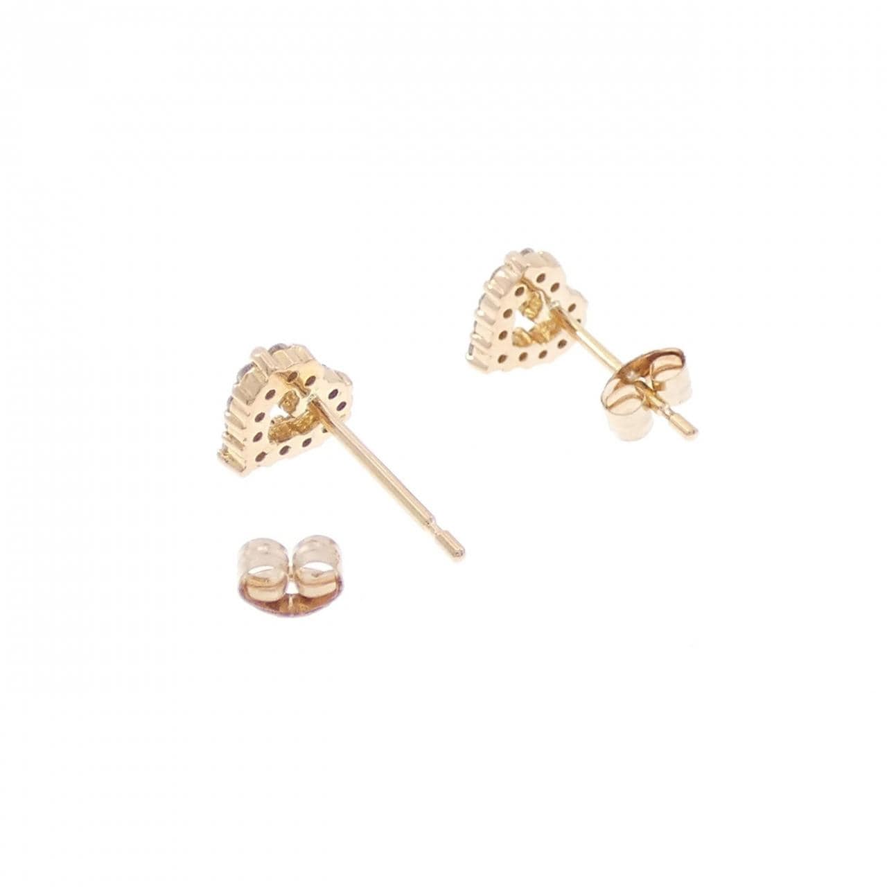 K18PG Heart Diamond Earrings 0.16CT