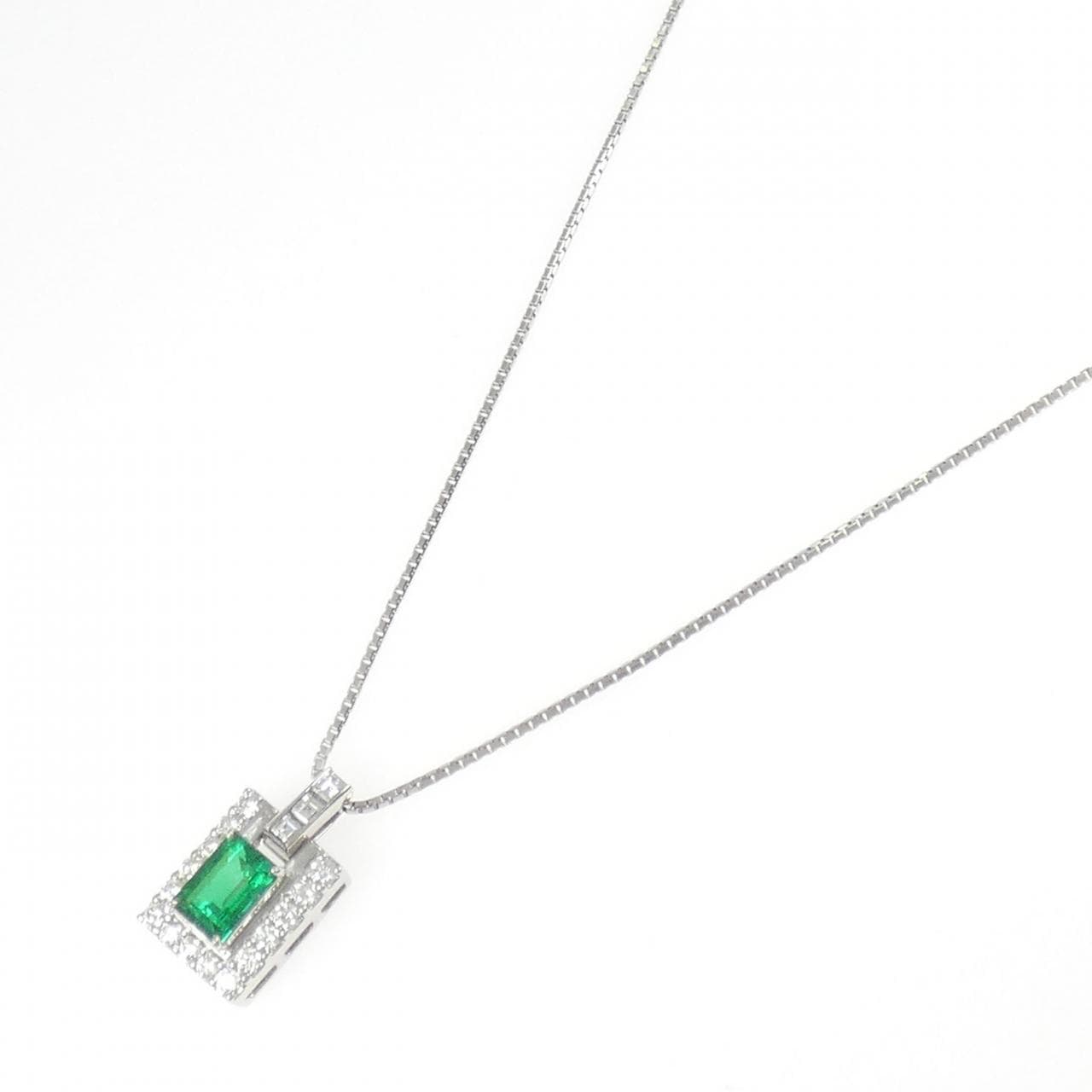 PT900/PT850 エメラルド ネックレス 0.96CT コロンビア産