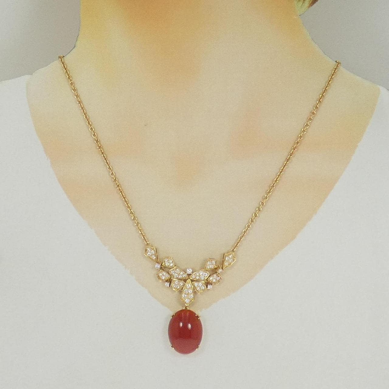 K18YG サンゴ ネックレス 18.71CT