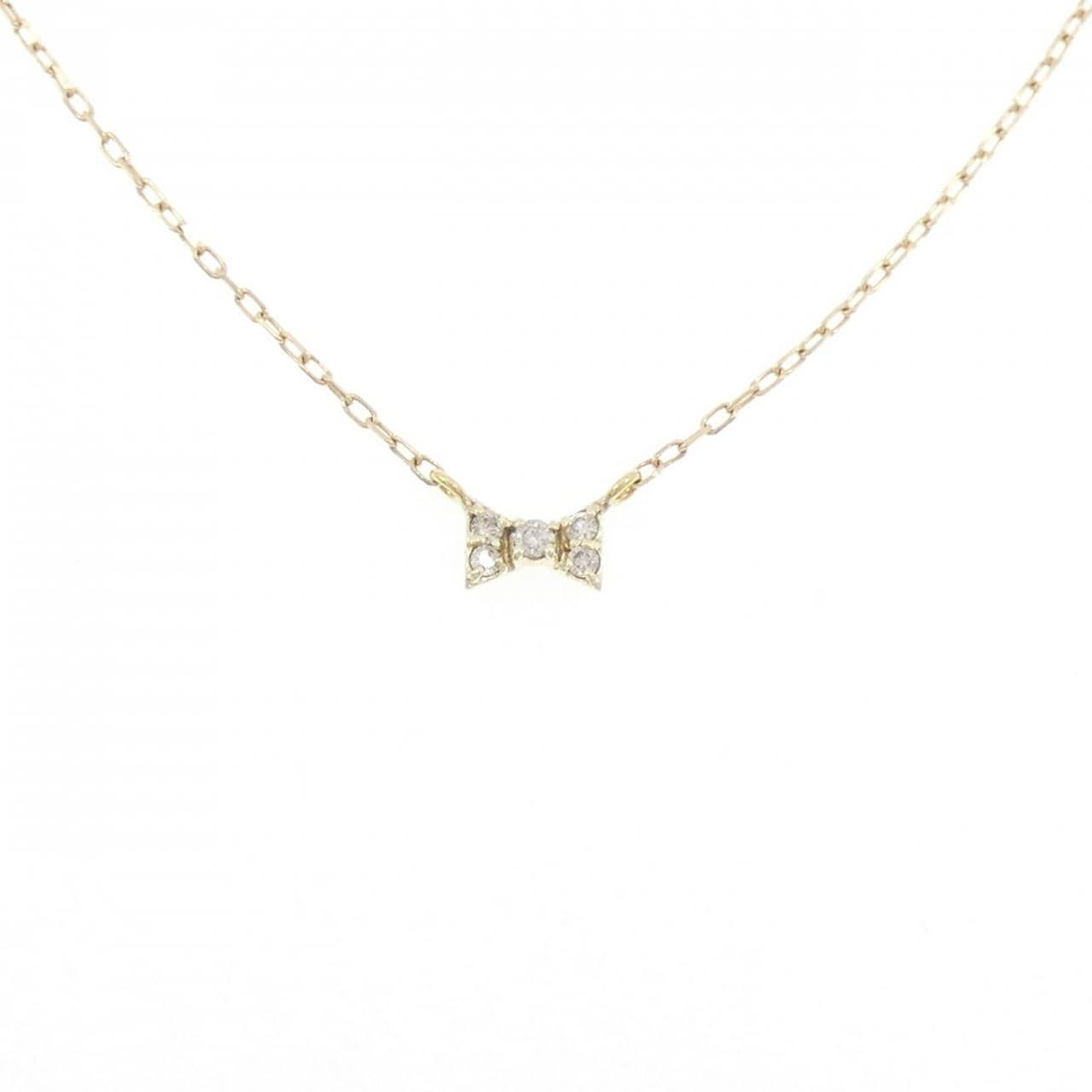 K10YG リボン ダイヤモンド ネックレス 0.06CT