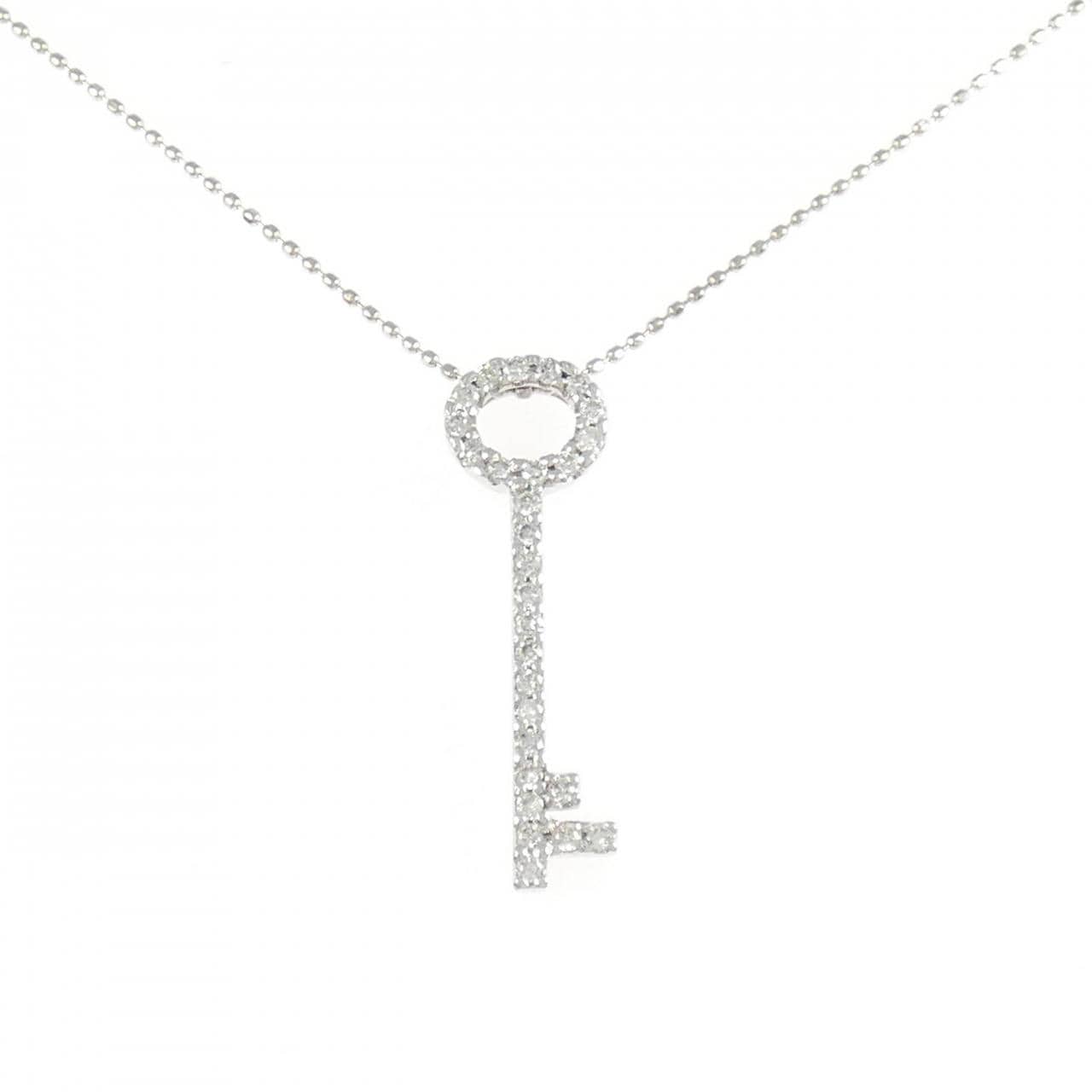 K18WG キー ダイヤモンド ネックレス 0.27CT