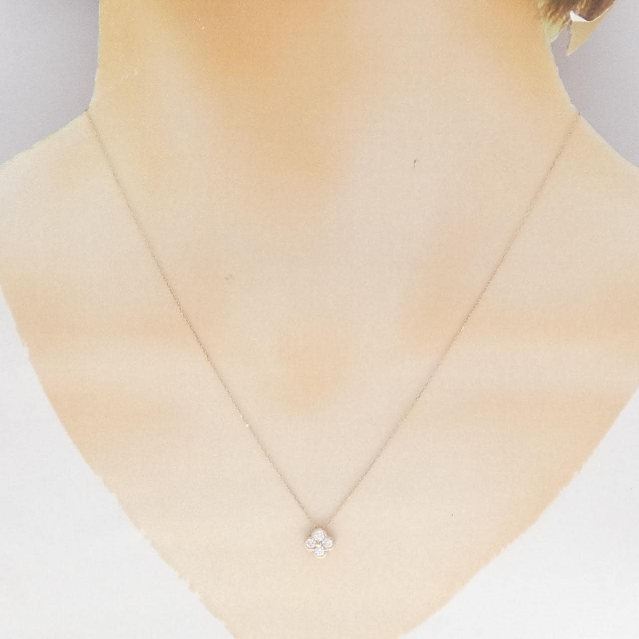 K18PG フラワー ダイヤモンド ネックレス 0.20CT