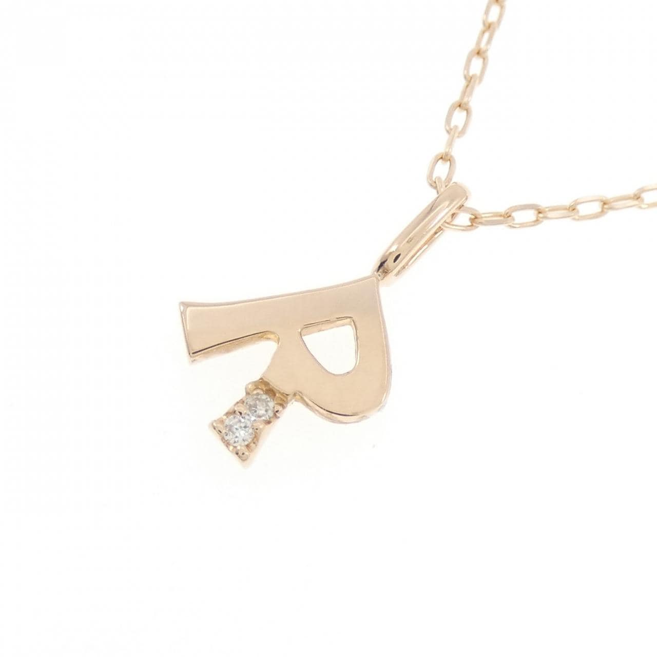 K18PG イニシャルR ダイヤモンド ネックレス 0.01CT