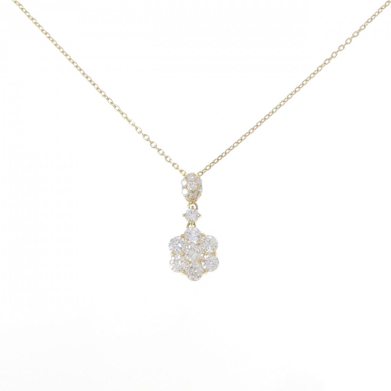 K18YG フラワー ダイヤモンド ネックレス 1.00CT