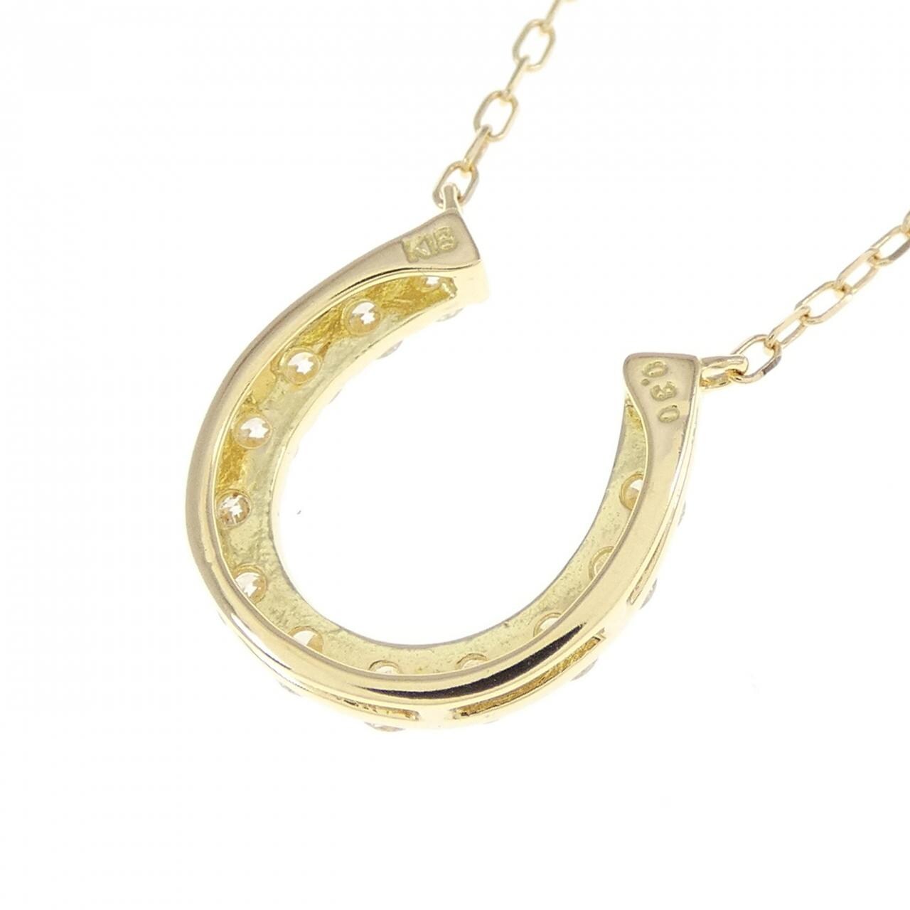 K18YG ホースシュー ダイヤモンド ネックレス 0.30CT