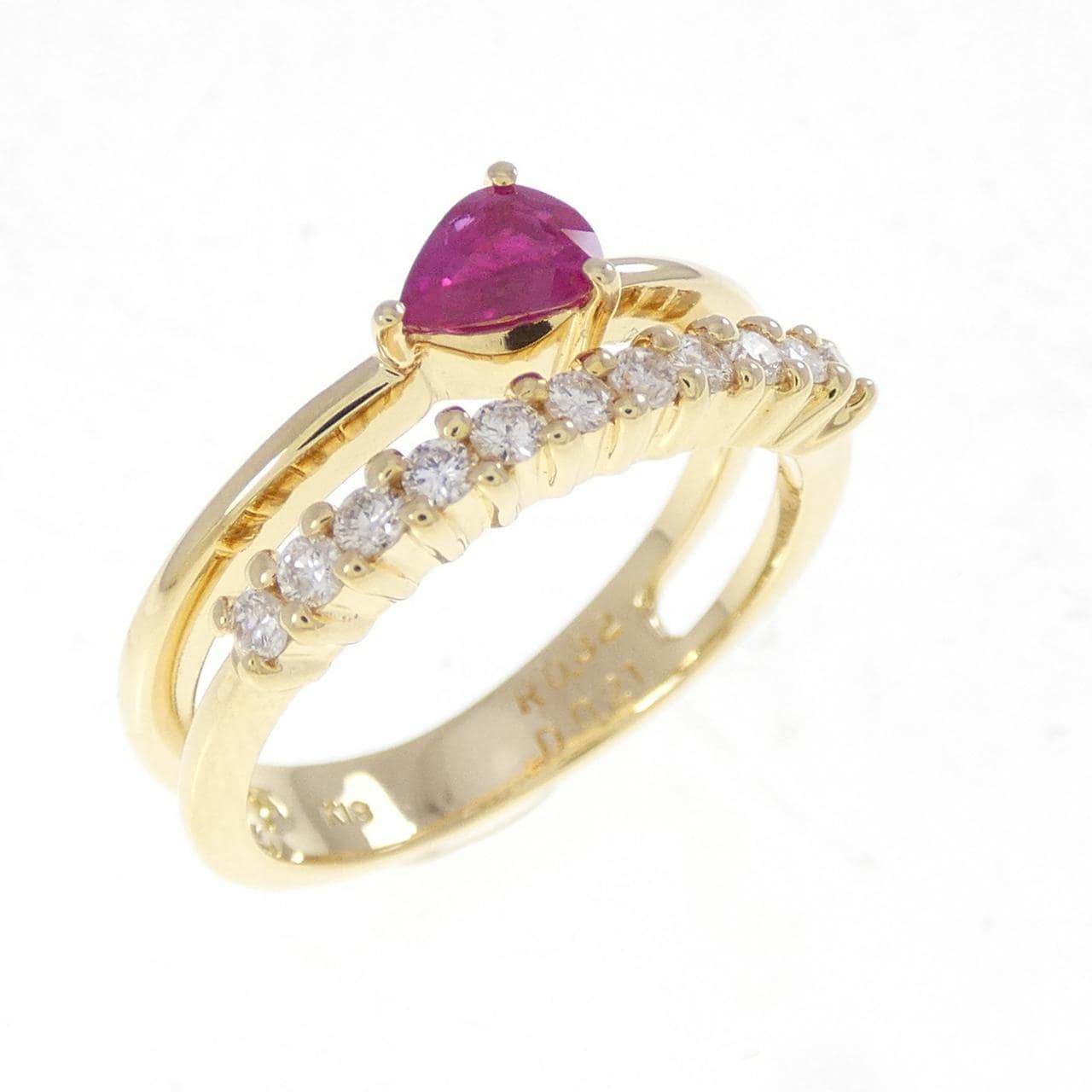 K18YG ルビー リング 0.32CT