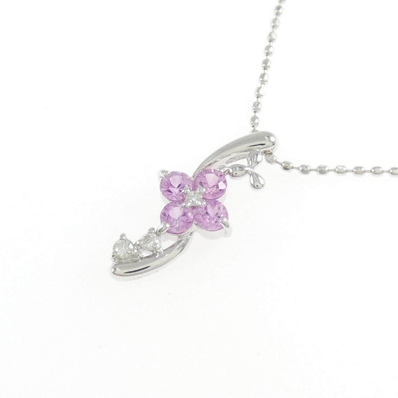 K18WG フラワー サファイヤ ネックレス