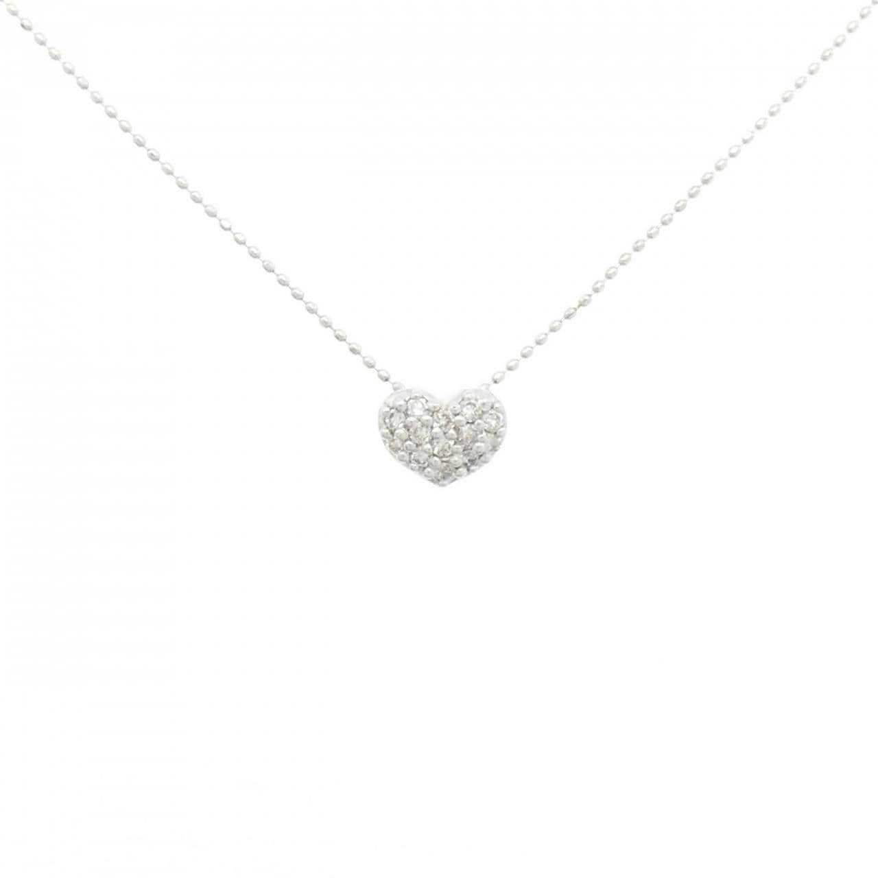 K18WG ハート パヴェ ダイヤモンド ネックレス 0.22CT