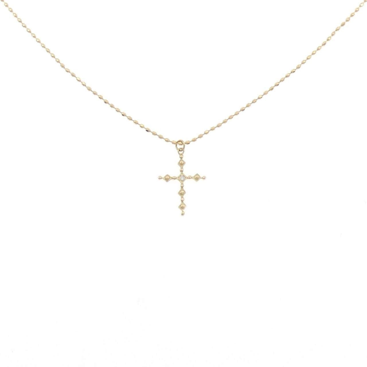 K18YG クロス ダイヤモンド ネックレス