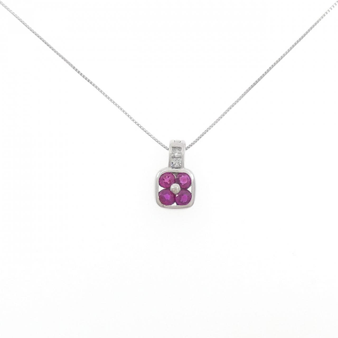 PT900/PT850 ルビー ネックレス 0.77CT