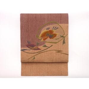 名古屋帯　染紬　刺繍加工