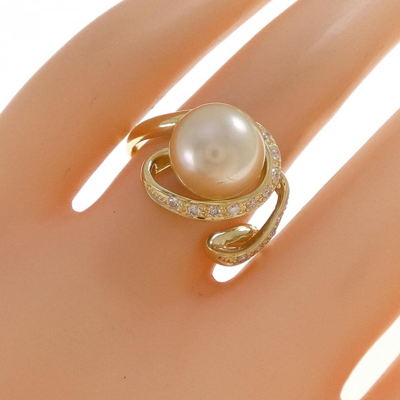 K18YG 白蝶パール リング 10.0mm