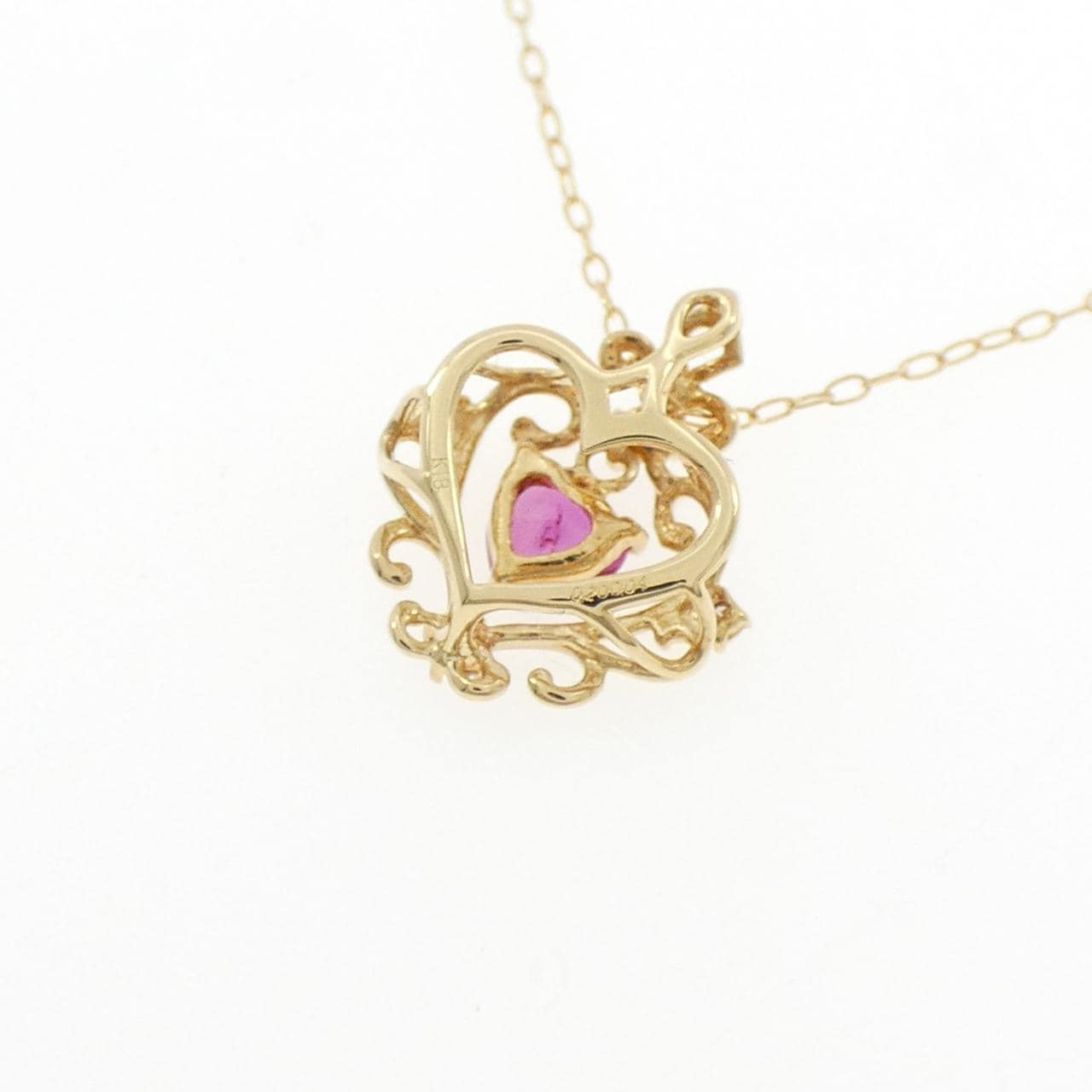 K18YG ハート ルビー ネックレス 0.20CT