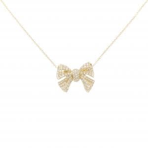 750YG/K18YG リボン ダイヤモンド ネックレス 0.81CT