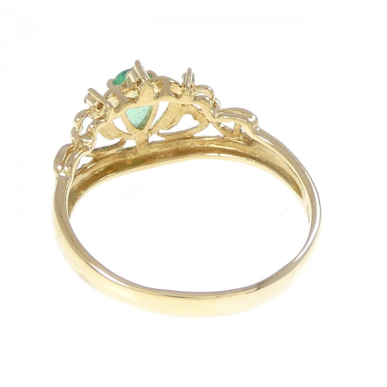 K18YG ティアラ エメラルド リング 0.35CT