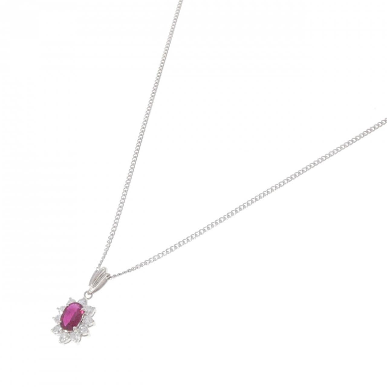PT900/PT850 ルビー ネックレス 0.76CT