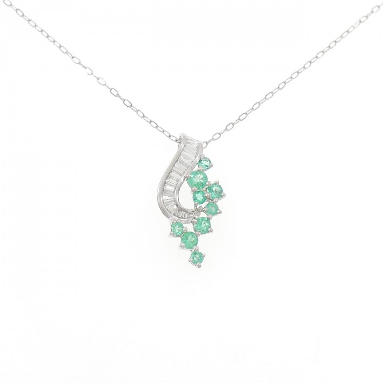 PT950/PT850 エメラルド ネックレス 0.40CT