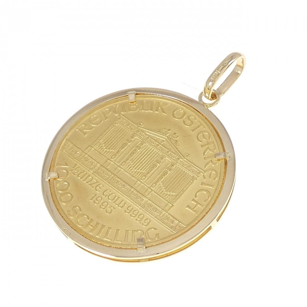 K18YG frame coin pendant